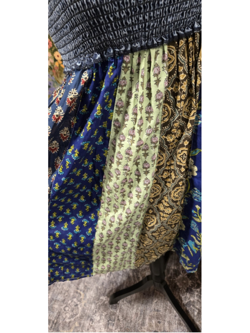 Young Threads Patchwork Mini Dress Small Smocked Boho Festival Floral NWT India - Picture 4 of 10
